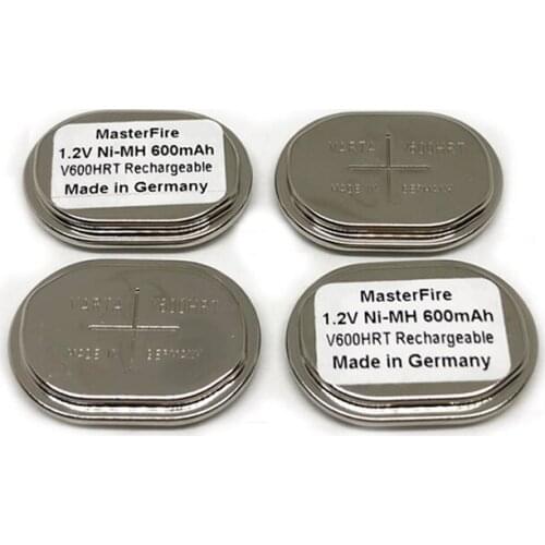 MasterFire 10pcs/lot Original V600HRT 600mah 1.2V NiMH Battery Rechargeable Ni-MH Button Batteries Cell Made in Germany