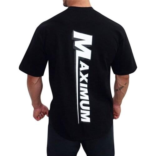 2021 Fashion Printed Bodybuilding Fitness Men Short Sleeve T-Shirt Gym Shirt Men Muscle Fitness Leisure Short Sleeve T-Shirt