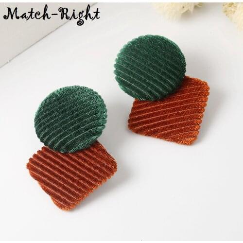 Match-Right Trendy Earrings for Women/Corduroy/Cute/Big/Korean/Statement/Geometric/Drop Earrings Women Jewelry Female SP566