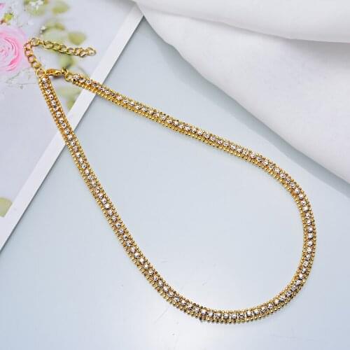 Mens Fashion Bling Long Necklace Hip Hop Jewelry Trendy Gold Color Crystal Necklace DIY Chains Luxury Jewelry Women Party Gift