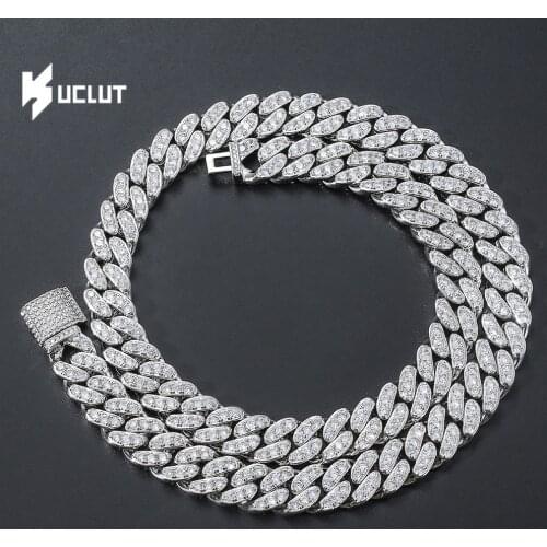 13mm zircon Cuba necklace mens hip hop necklace single row full of diamonds CubanChain