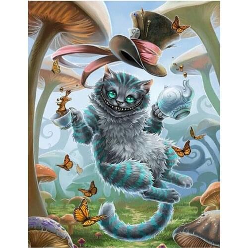 5D DIY Diamond Painting Disney Cartoon Alice in Wonderland Mushroom Tree Full Cross Stitch Kits Embroidery Mosaic Home Decor