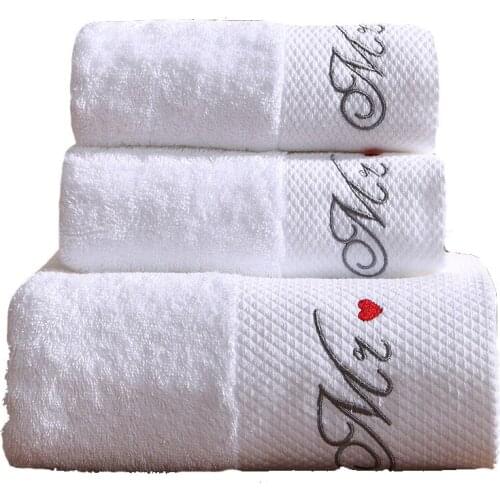 Towel Bath Towel Set Star Hotel White Cotton Thicken Three Piece Set High-grade Embroidery Super Soft Comfortable Absorbent NEW