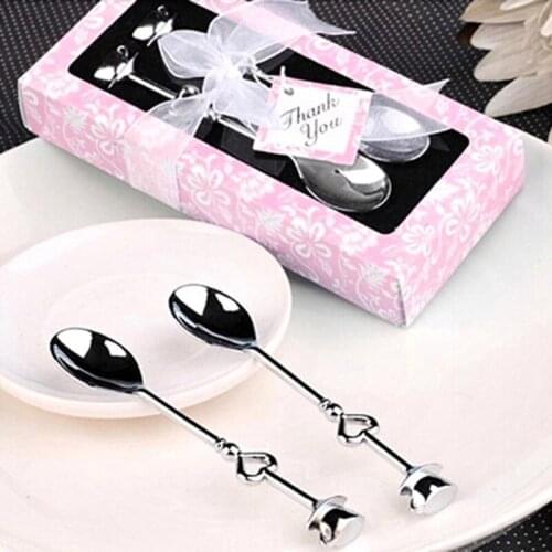 Stainless Steel Heart Shaped Couple Love Coffee Tea Measuring Spoon Wedding lover gift Dinner Tableware Sets