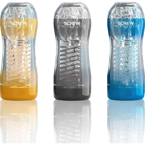 OLO Sex Toys for Men Real Pussy Male Masturbator Cup Spiral Transparent Vacuum Sex Cup Aircraft Vagina Adult Products