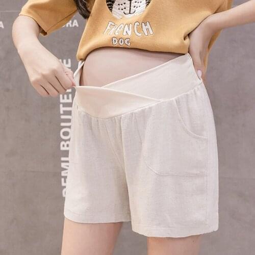 Wholesale Pregnant Womens Shorts Summer Maternity Plus Size Breathable Cotton Loose Pants Plus size M-4XL