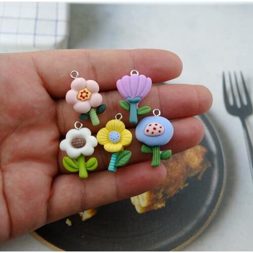 10Pcs/lot Flowers Charms Pendants For Jewelry Making Bracelets Necklace Earrings Making Resin Flat Back Cabochon