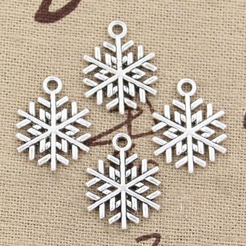 30pcs Charms Snowflake Snow 19x15mm Antique Bronze Silver Color Pendants Making DIY Handmade Tibetan Bronze Silver Color Jewelry