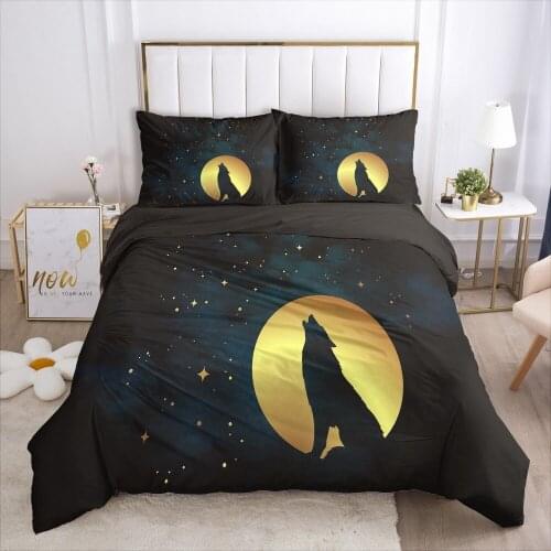 3D Bohemian Bedding Sets Black Duvet Cover Set Comforther Cases Wolf Quilt Covers Pillowcase Full Single Double Size Bed Linen
