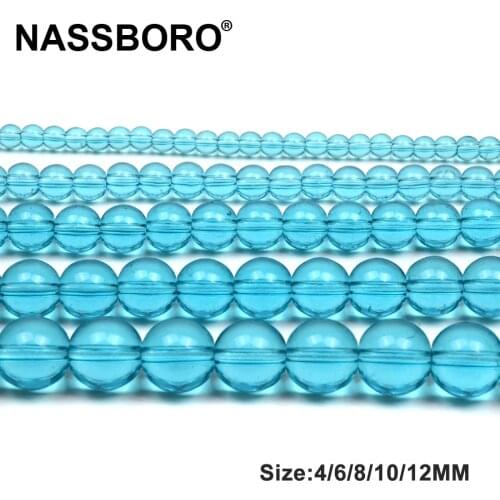 Transparent Sky Blue Man-made Crystal Beads Glass Stone Beads for Jewelry Making Handmade/DIY Bead 4/6/8/10/12mm Pick Size