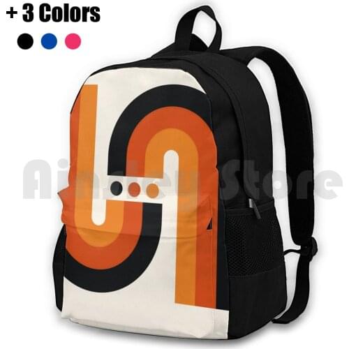 Sunset Rainbow Outdoor Hiking Backpack Riding Climbing Sports Bag 60S 70S Retro Vintage Op Art Abstract Geometric Mod Modern