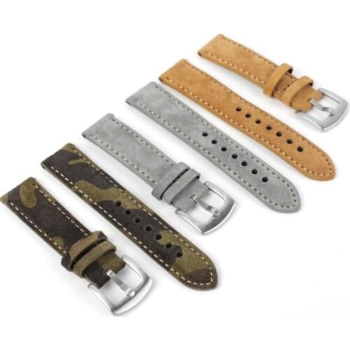 Suede Leather Watchband Handmade Retro Soft Watch Strap Quick Release Replacement Watch Accessories 18mm 19mm 20mm 22mm