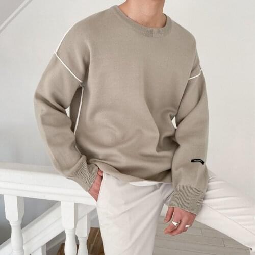 Sweater mens tide brand loose round neck sweater autumn and winter Korean ins trend all-match bottoming shirt jacket