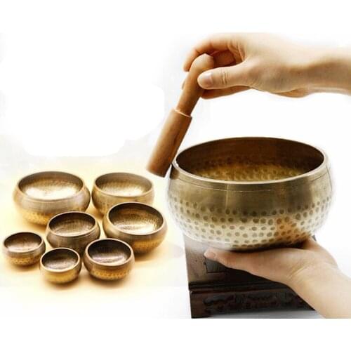 Tibetan Meditation Handmade Singing Bowl Tibetan Buddhist Brass Singing Bowl Sounds Bell For Yoga Healing Spiritual Gifts GU26