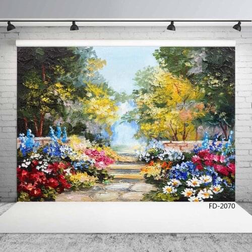 Spring Flowers Paintings Photographic Backgrounds Vinyl Backdrops Photo Studio for Children Baby Photobooth Birthday Party Decor