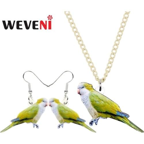WEVENI Acrylic Myiopsitta Monachus Bird Necklace Earrings Jewelry Sets Novelty Anime Animal For Girls Teens Charms Fashion Gift