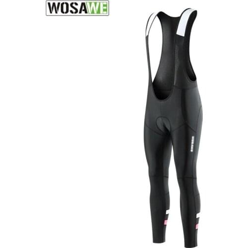 WOSAWE Pro Mens Cycling Pants Long Bib Bike Bicycle Tights with GEL Pad Compression MTB Downhill Road Mountain Bike Trousers