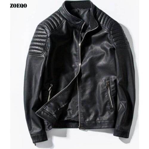 ZOEQO New arrive brand motorcycle leather jackets Male Fashion Casual Men Stand Collar Coats Mens PU Jacket M-3XL