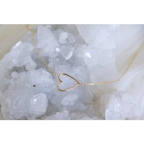 1 Tiny Line Hollow Out Open Heart pendant chain Necklaces Simple Wire Wrapped Love Heart Necklaces for Lovers Couples jewelry