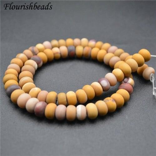 1 Strand Natural Yellow Mookaite Gemstone Matte Rondelle Spacer Stone Loose Beads Jewelry Making 5x8mm