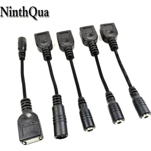 1pcs USB 2.0 Female jack to DC Female Connector 5.5*2.1mm 4.8*1.7mm 4.0*1.7mm 3.5*1.35mm 3.5*1.1mm 2.5*0.7mm Extension Cord 10cm