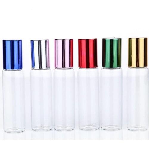 10ml Clear Glass Essential Oil Roller Bottles with Glass Roller Balls Aromatherapy Perfumes Lip Balms Roll On Bottles LX9176