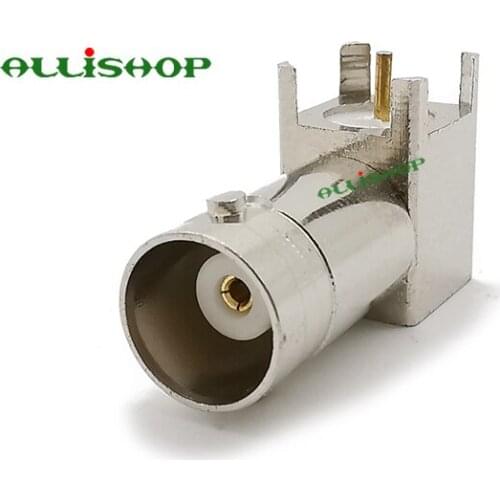 100Pcs BNC Female Right Angle Thru Hole PCB Mount Solder RF Coaxial Connector in Series BNC Female RF Adapter