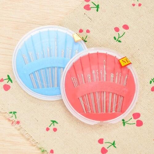 16pcs /Round Box Needles Assorted Hand Sewing Needles Embroidery Mending Craft Quilt Needles Case Gold Tail Sewing Needles