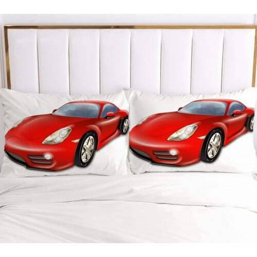 2pc Pillow Case Pillowcase 50x70 50x75 50x80 50x90 80x80 70x70 Decorative Pillow Cover Bedding Pillowcover Red Car