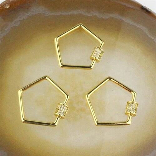 24mm 10pcs/lot Good quality colorful pentagon shape cz clasp,plated cubic zircon charm,closure bracelet/necklace component