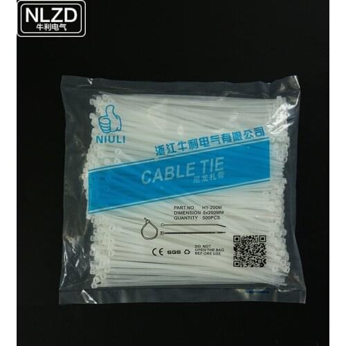 500pcs 5*200mm 5x200 Width 3.6mm Length 200mm white/black Plastec self-locking nylon cable ties wire zip tie Free shipping