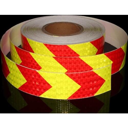 5CMX50M Fluorescent Red Arrow Reflective Safety Security Tape Strips Glue Car Sticker Safe Warning Conspicuity Tape Film Sticker