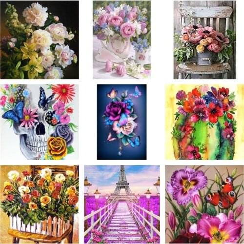 5D DIY Diamond Painting Flowers cross stitch kits Full Round Diamond Embroidery Picture Rhinestone Home Decor Handmade Gift