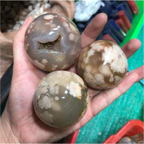 Cherry Blossom Agate Ball Crystals Healing Gemstones For Home Decoration