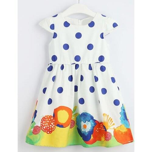 Beenira Girls Dot Dresses 2020 Children Summer Sleeveless Flower Printed Dress Kids European And American Style Clothes Dress