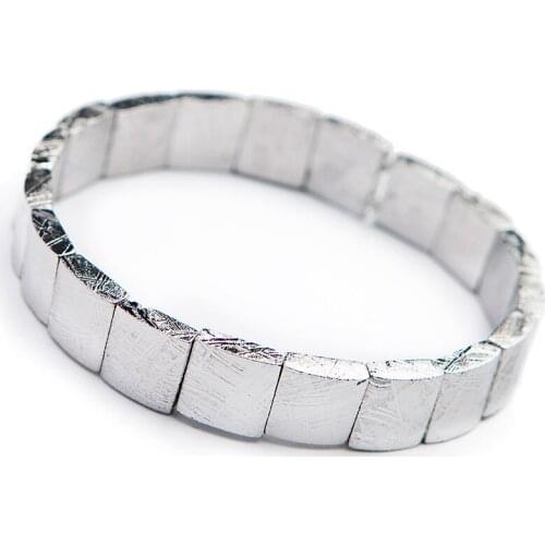 Genuine Natural Gibeon Iron Meteorite Rectangle Bead Women Men Bracelet 11*4mm