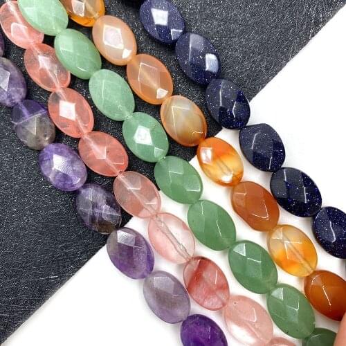 Egg-shaped Natural Stone Faceted Beads 10x14x6mm Amethyst Beads for DIY Jewelry Making, Bracelet, Necklace, Jewelry Accessories