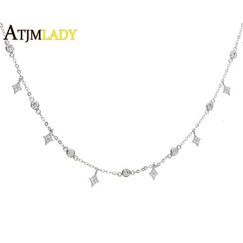 DeSiGnS Cubic Zirconia CryStal Gold RoSe Gold Silver Color DanGle Star Cz Drop Choker NecklaceS Jewellery For Women 2020 New