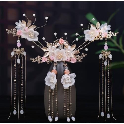 Hanfu deserve to act the role of ancient costume tire female hair antique combs tassel hair women step dust female outfit