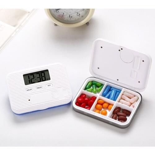 6 Grid Pill Box Digital Medicine Storage Box Smart Electronic Timing Reminder Pillbox Alarm Timer Pills Organizer Pill Container