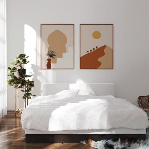 Moroccan print Wall Art Marrakesh Sahara desert camel Canvas Boho Room Decor Pictures Panting Islamic Architecture Poster