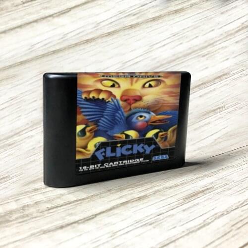 Flicky - EUR Label Flashkit MD Electroless Gold PCB Card forSega Genesis Megadrive Video Game Console