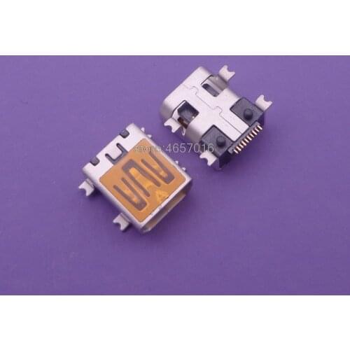 MINI USB 10pin female connector SMT Sinking plate with locating peg