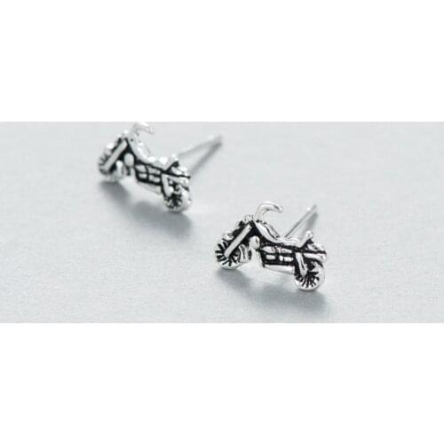Motorcycle unisex engine earrings 100% 925 Sterling silver Jewelry fashion Hypoallergenic Stud earrings for man girl gift