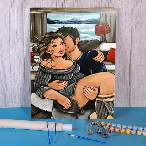 Cartoon Woman Coloring By Numbers Painting Package Oil Paints 40*50 Canvas Painting Wall Decoration Kids Drawing