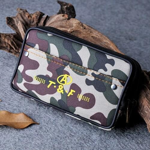 Mens Fanny Pack For Mobile Phone Male Double Zippers Coin Purse Canvas Fabric Waterproof Good Quality Casual Waist Packs Bags