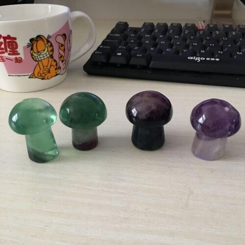 Natural fluorite crystal carving crystal mushroom point reiki healing gem collection 1pcs