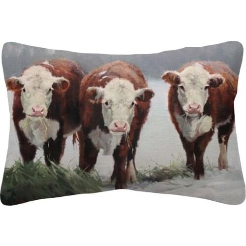 Hand Painting Cows Horse Elephant Hare Cushion Covers Wild Animals Poster Art Linen Lumbar Pillow Case