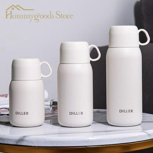 New Portable Thermos Cups and Mugs 304 Stainless Steel Thermos Water Handle Cup Lid for Boys and Girls Thermo Bottles for Coffee