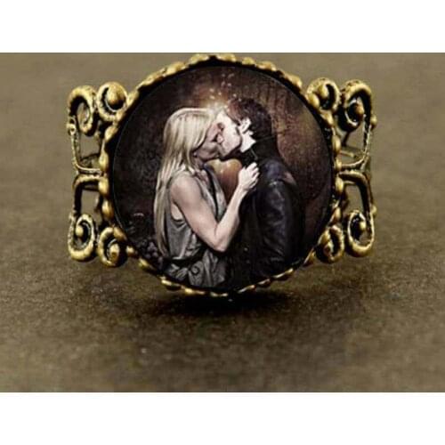 New Captain Swan Once upon a time Jewelry white knights hookers swan hook Glass Dome Ring men gift vintage